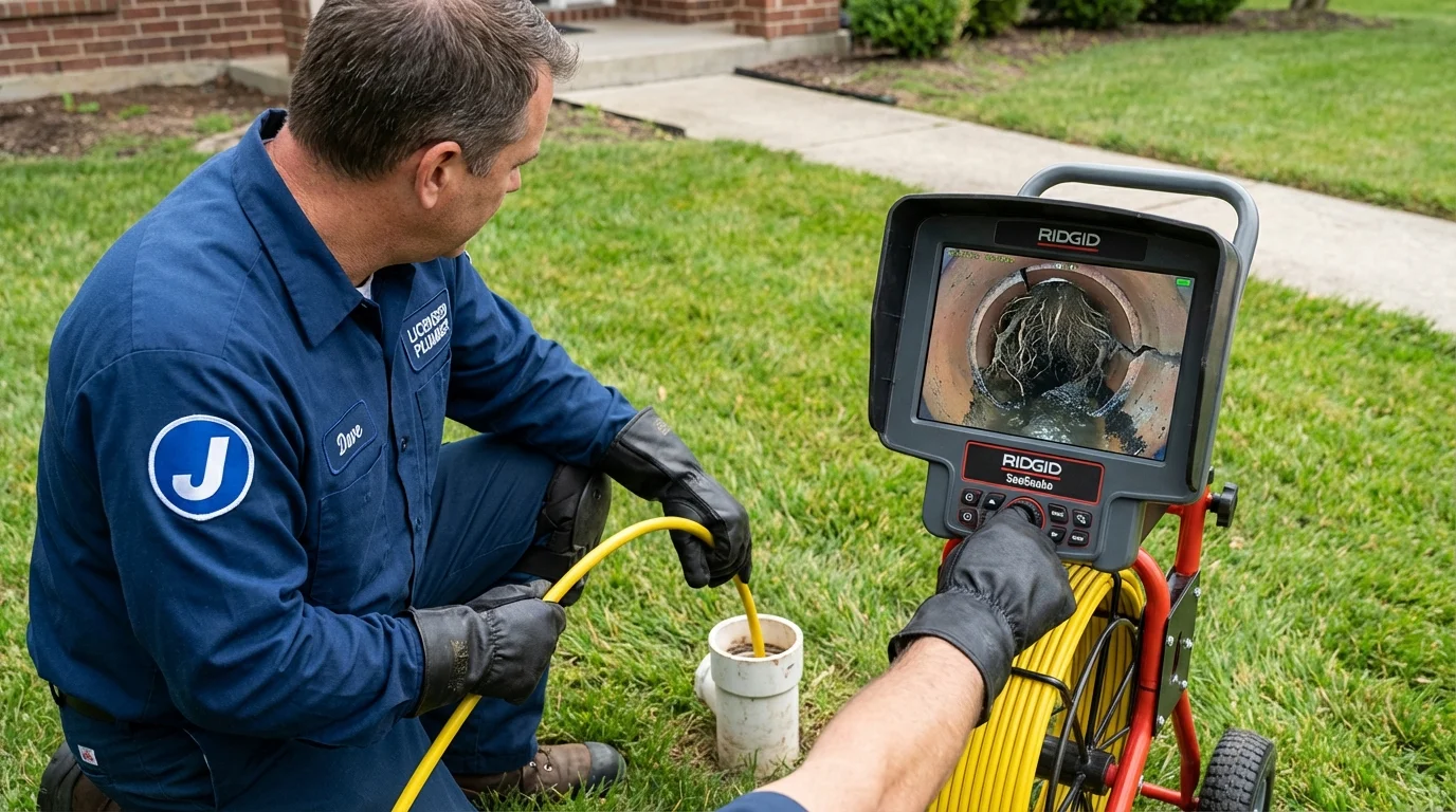 Sewer camera inspection being performed by Johns Plumbing LLC in Calhoun Falls