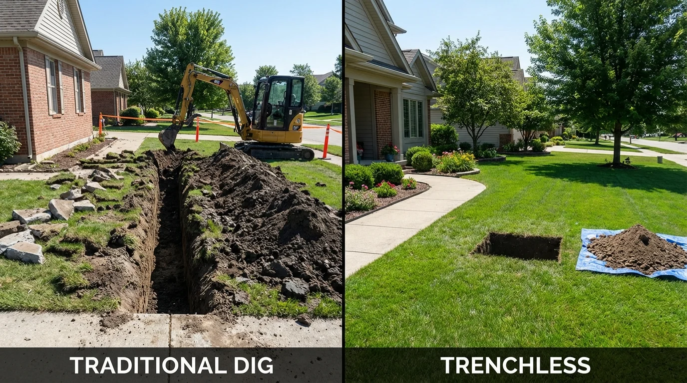 Trenchless sewer repair with minimal yard damage versus traditional excavation in Calhoun Falls, SC